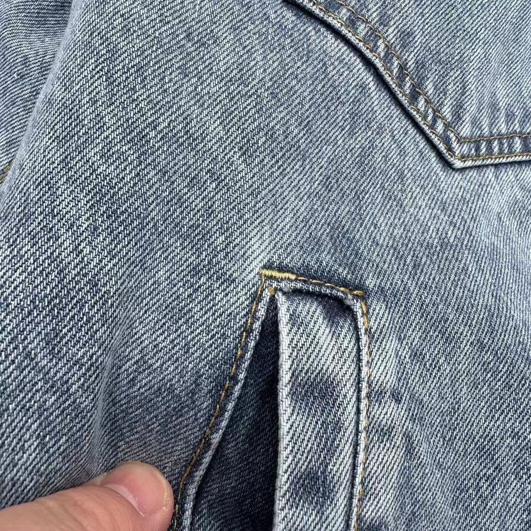 Self-made Stussy Embossed 8 ball X Levis Jacket Washed Denim Outerwear