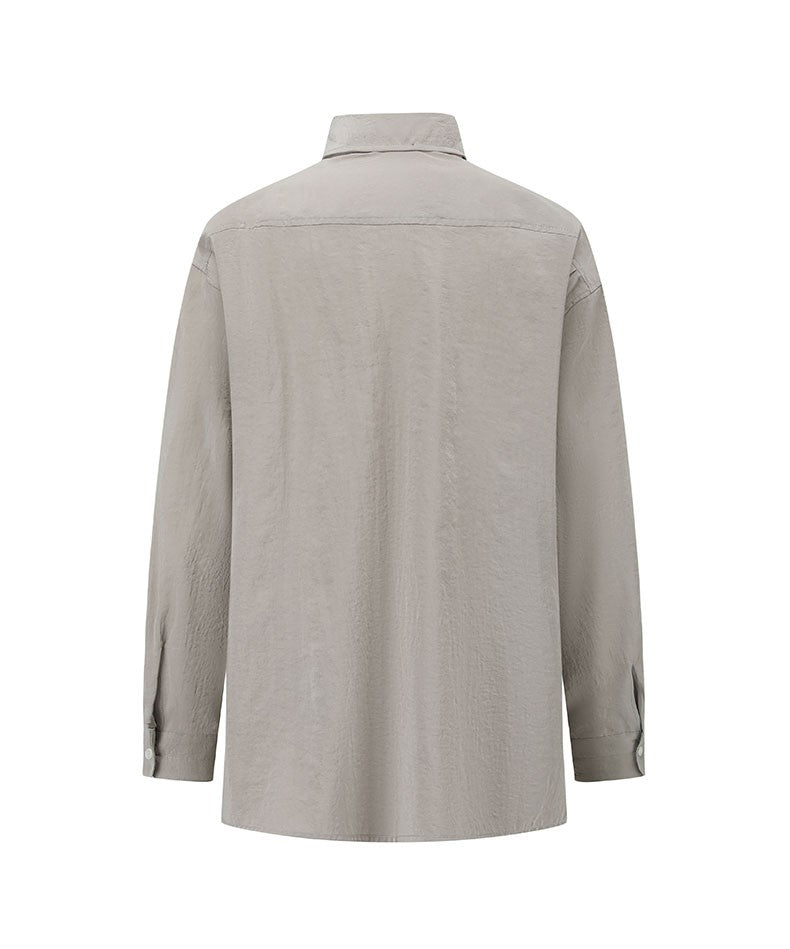 Self-made LEMAIRE 25SS New Glossy Dry Silk Shirt – Sage Green Black Edition