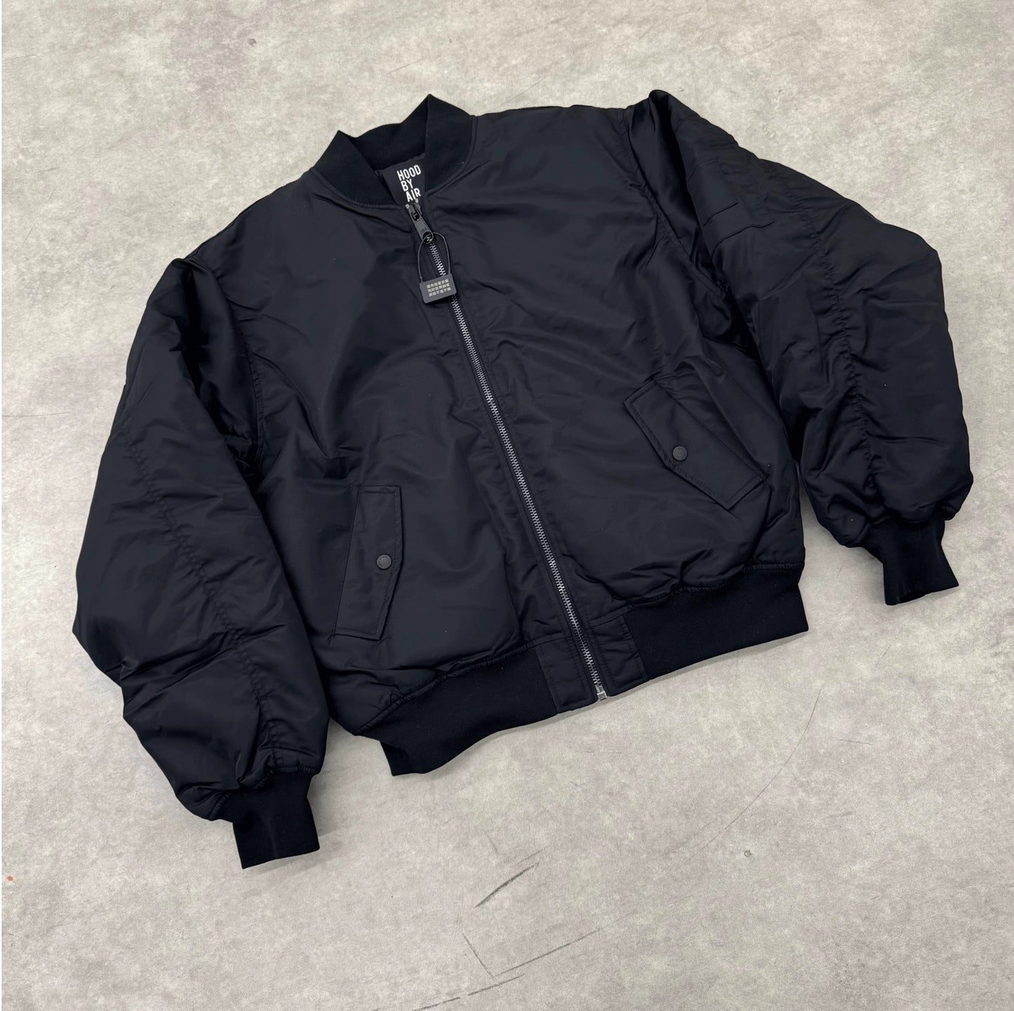 Self-made Hood By Air Fringe Bomber – HBA Embroidered Slogan Jacket