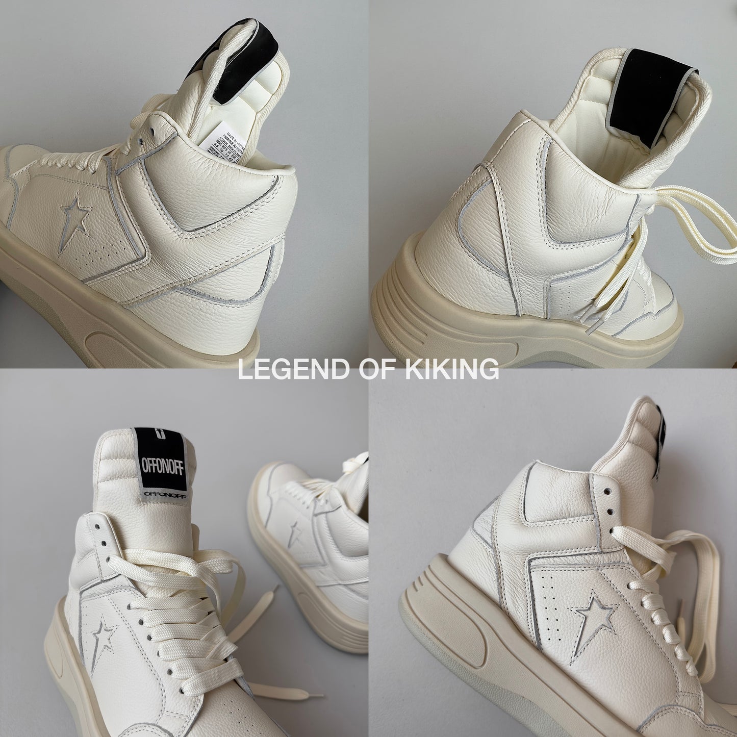Self-made RO High-Top Leather Sneakers - Rick Owens Round-Toe Lace-Ups
