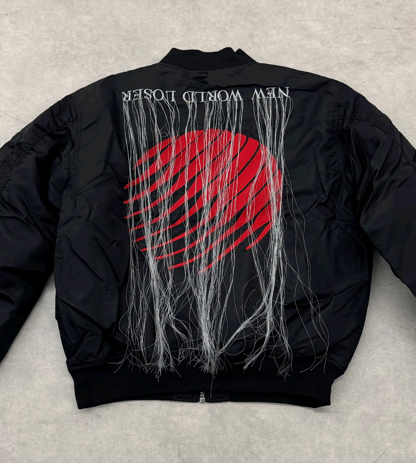 Self-made Hood By Air Fringe Bomber – HBA Embroidered Slogan Jacket