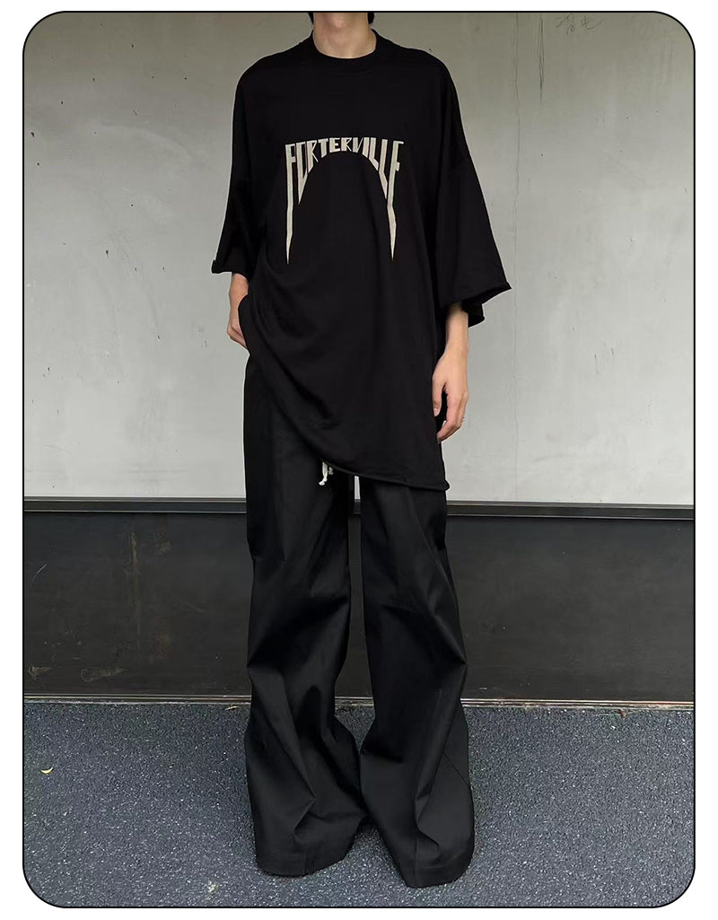 Dark Avant-garde Rick Owen Vibe High-Street Tee – Oversized Cotton Short Sleeve