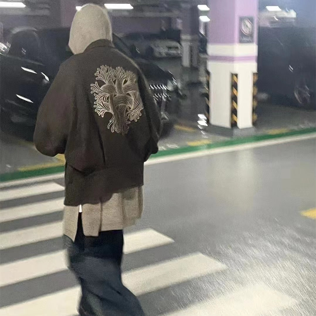 Self-made Nemeth Rope-Knit Back Wool Jacket - Curved Blade Design Coat