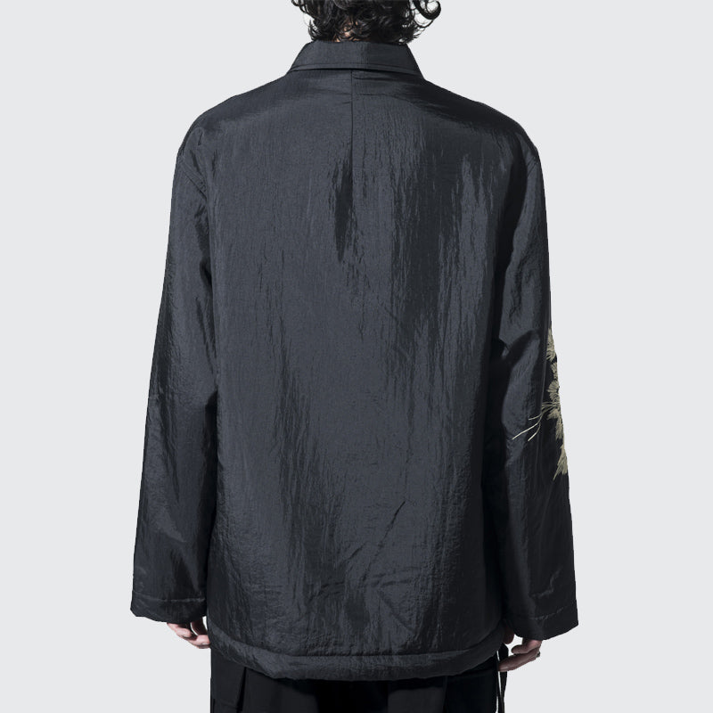 Self-made Yohji SYTE Nylon Lightweight Embroidered Floral Loose Jacket Coat