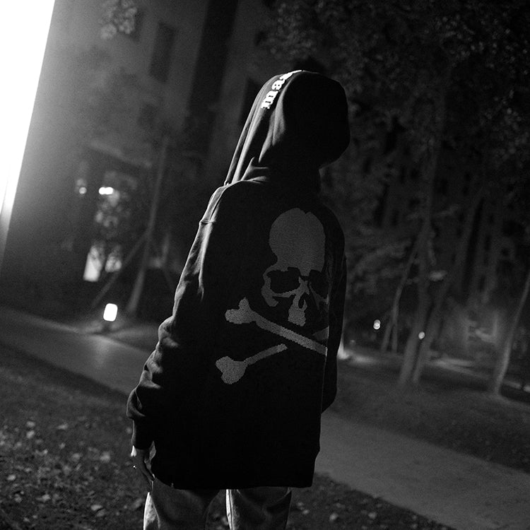 MASTERMIND Dark Skull Bead Embroidery Heavyweight Loose Fit Zip-Up Hoodie