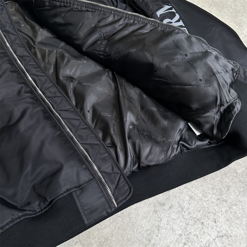 MMJ FW24 Heavyweight Padded Flight Bomber - Mastermind Black Military Jackets