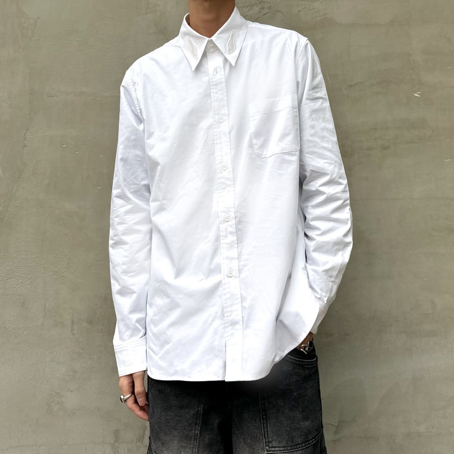 Self-made Yohji Dark Angel Wing Shirt – 02AW Archive Embroidered Design