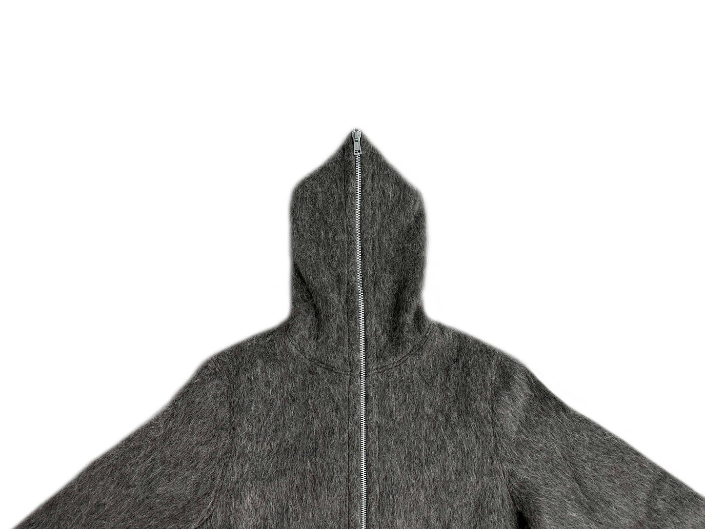 Self-made Our Legacy Grey Mohair Zip Cardigan – Wool Blend Relaxed Hooded Knit