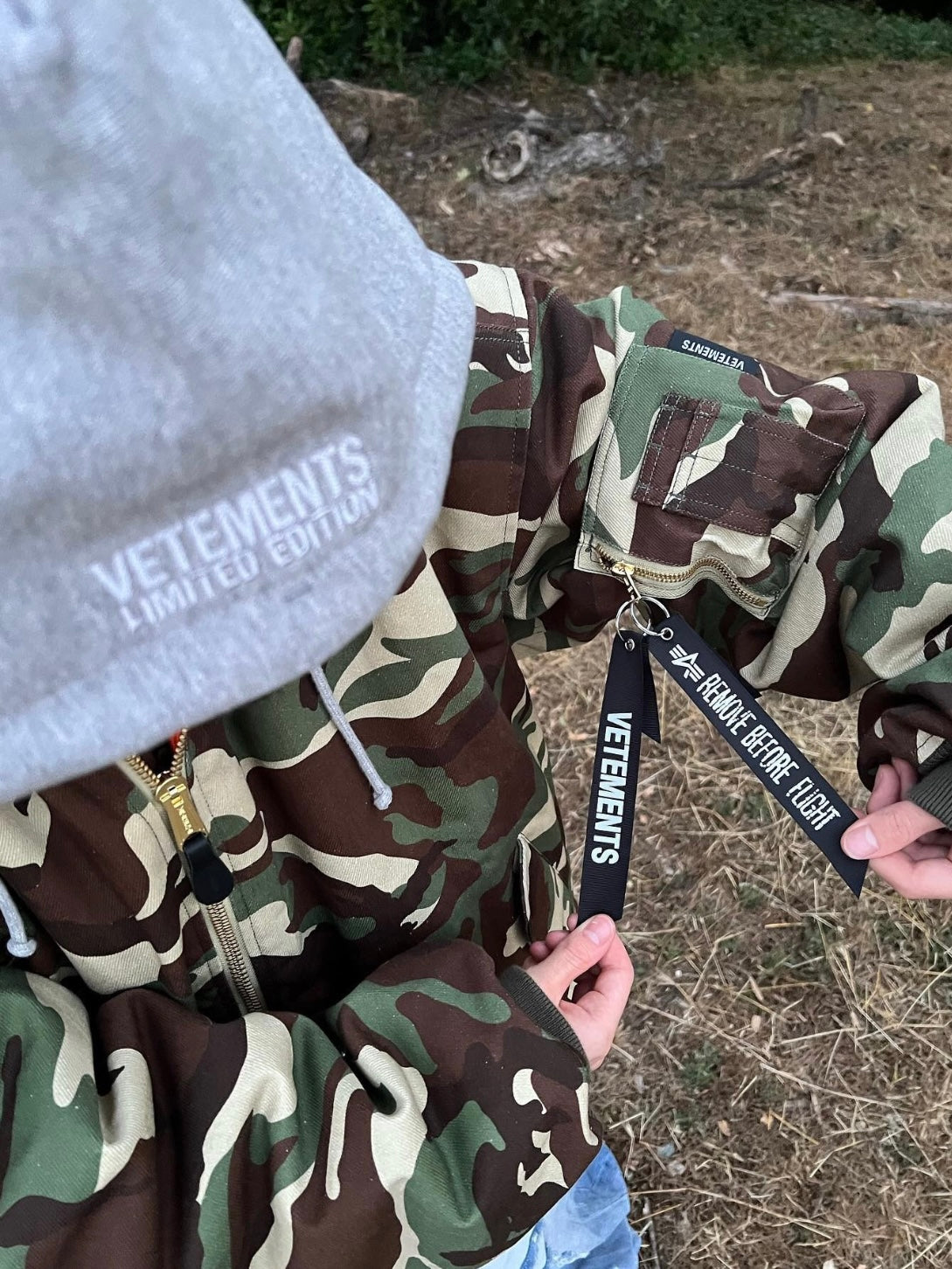 Vetements Reversible Dual-Sided Camouflage Hooded Bomber Jacket
