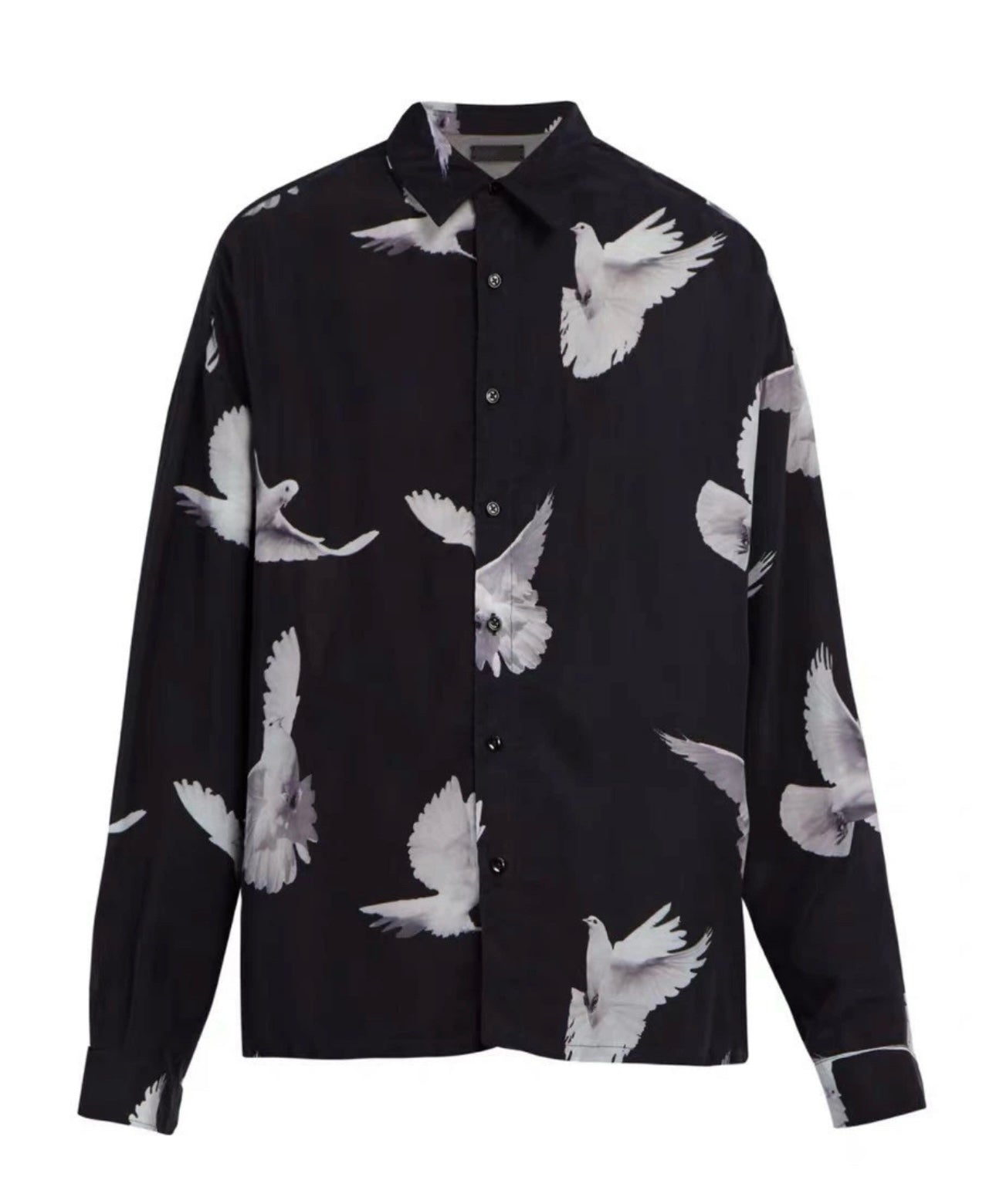 17AW AMIRI Peace Dove Print Silk Shirt - Chiffon-Ice Silk Blend