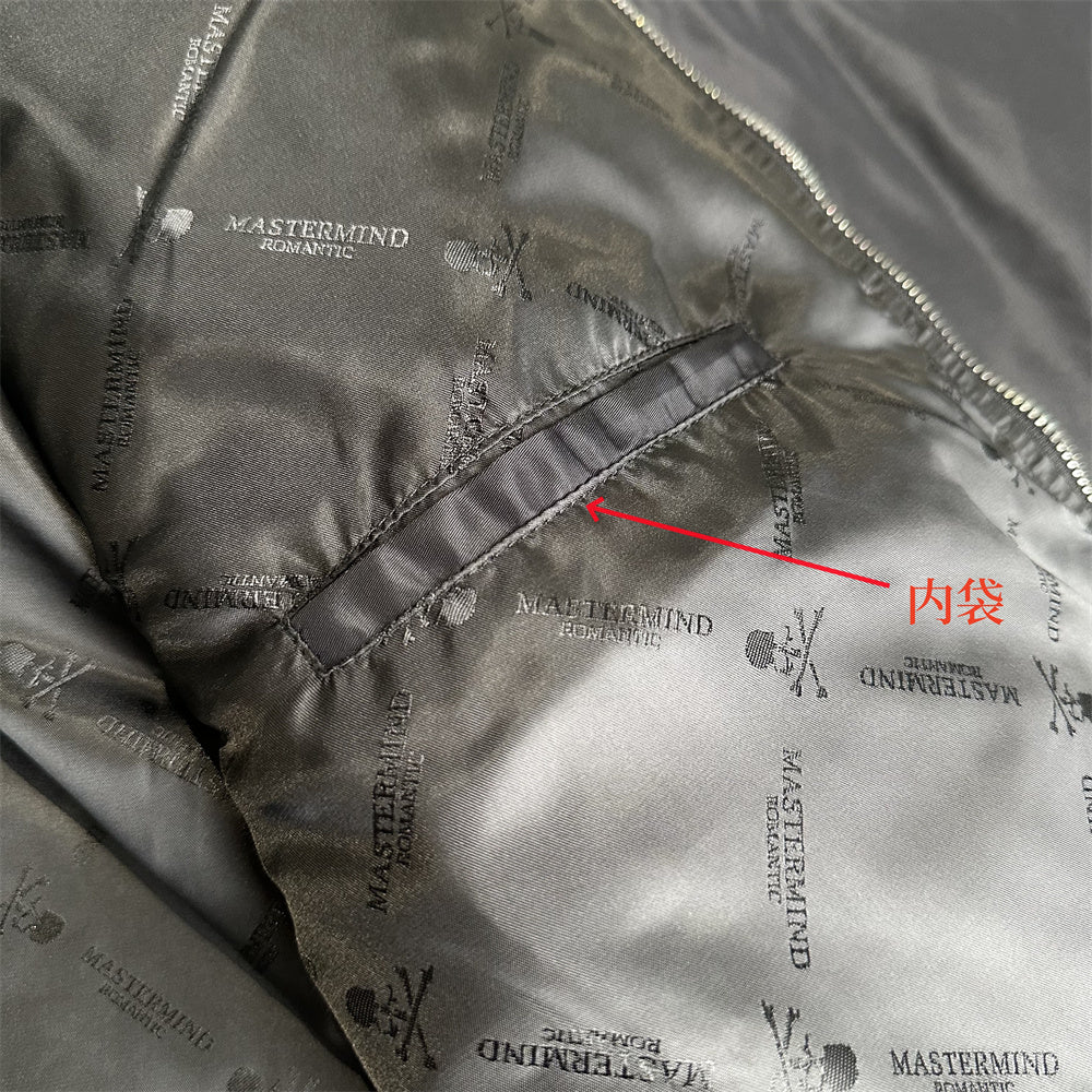 MMJ FW24 Heavyweight Padded Flight Bomber - Mastermind Black Military Jackets