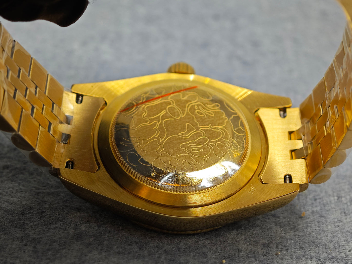 Self-made TYPE 6 BAPEX Gold-Green Ape Power Watch - Fluted Bezel Datejust Mechanical Wristwatch