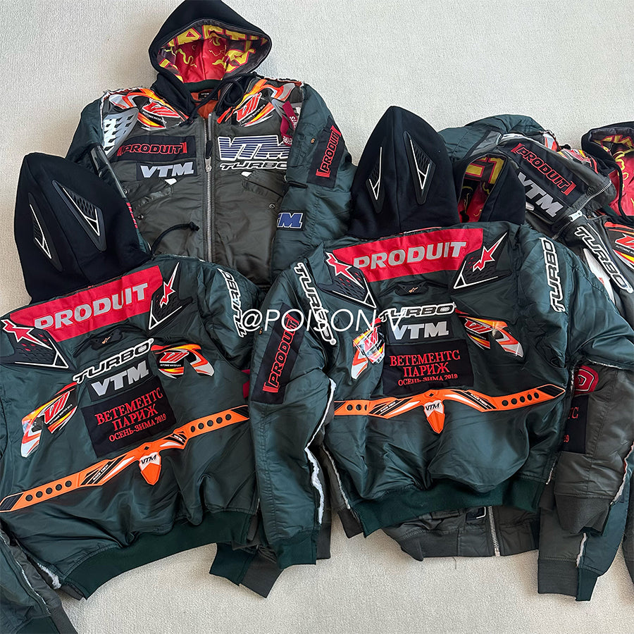 Self-made Vetements x Alpha AW18 Runway Bomber – 3D Silicone Racing Jacket Kanye
