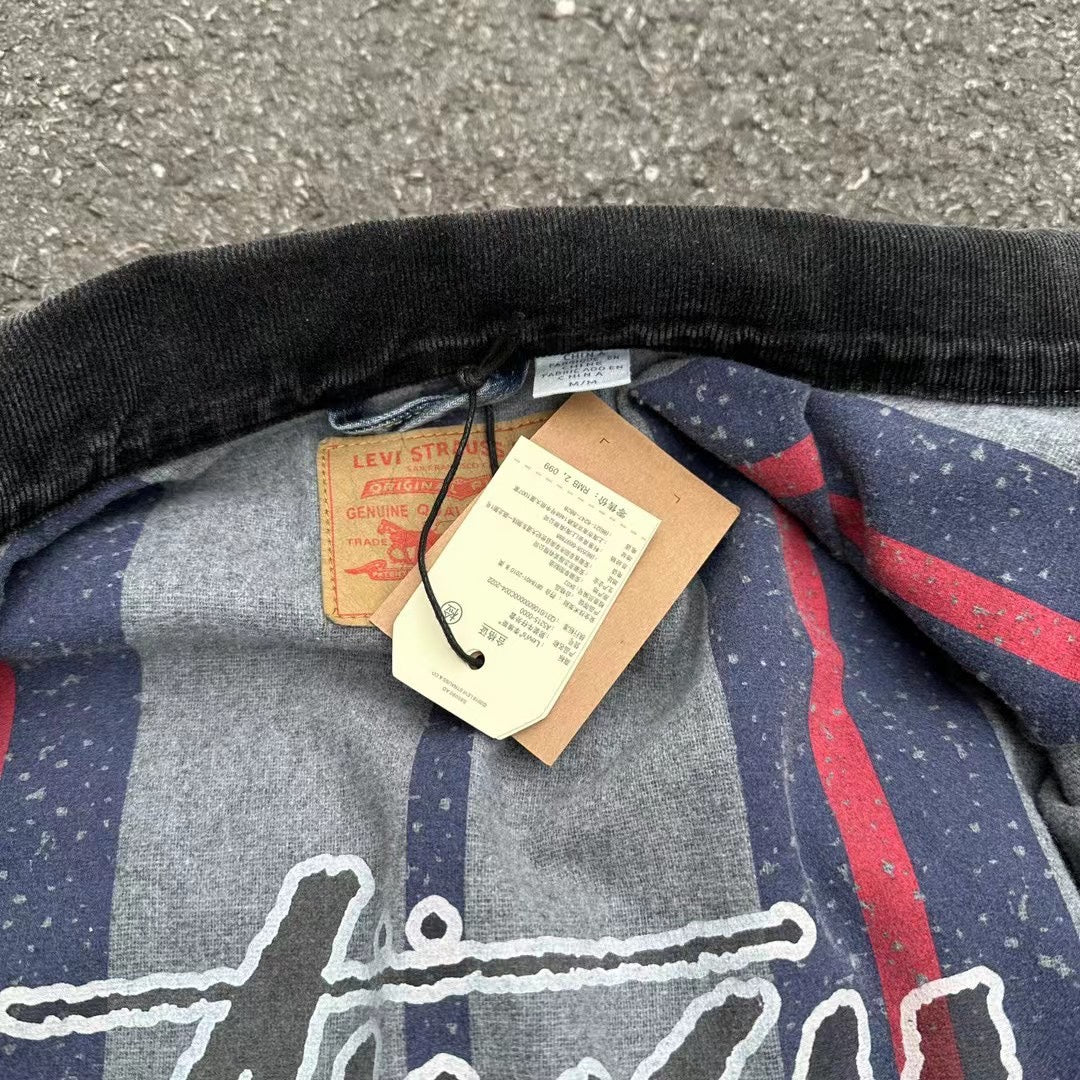 Self-made Stussy Embossed 8 ball X Levis Jacket Washed Denim Outerwear