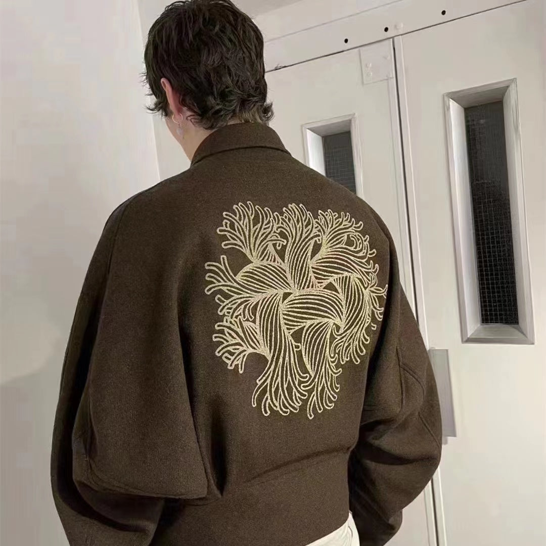 Self-made Nemeth Rope-Knit Back Wool Jacket - Curved Blade Design Coat