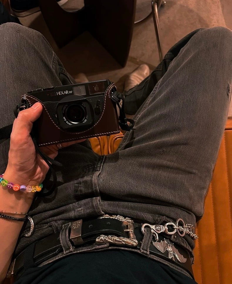 ERD SS24 'Depressed Heir' Bat-Studded Punk Belt - Top-Grain Cowhide Rocker Strap
