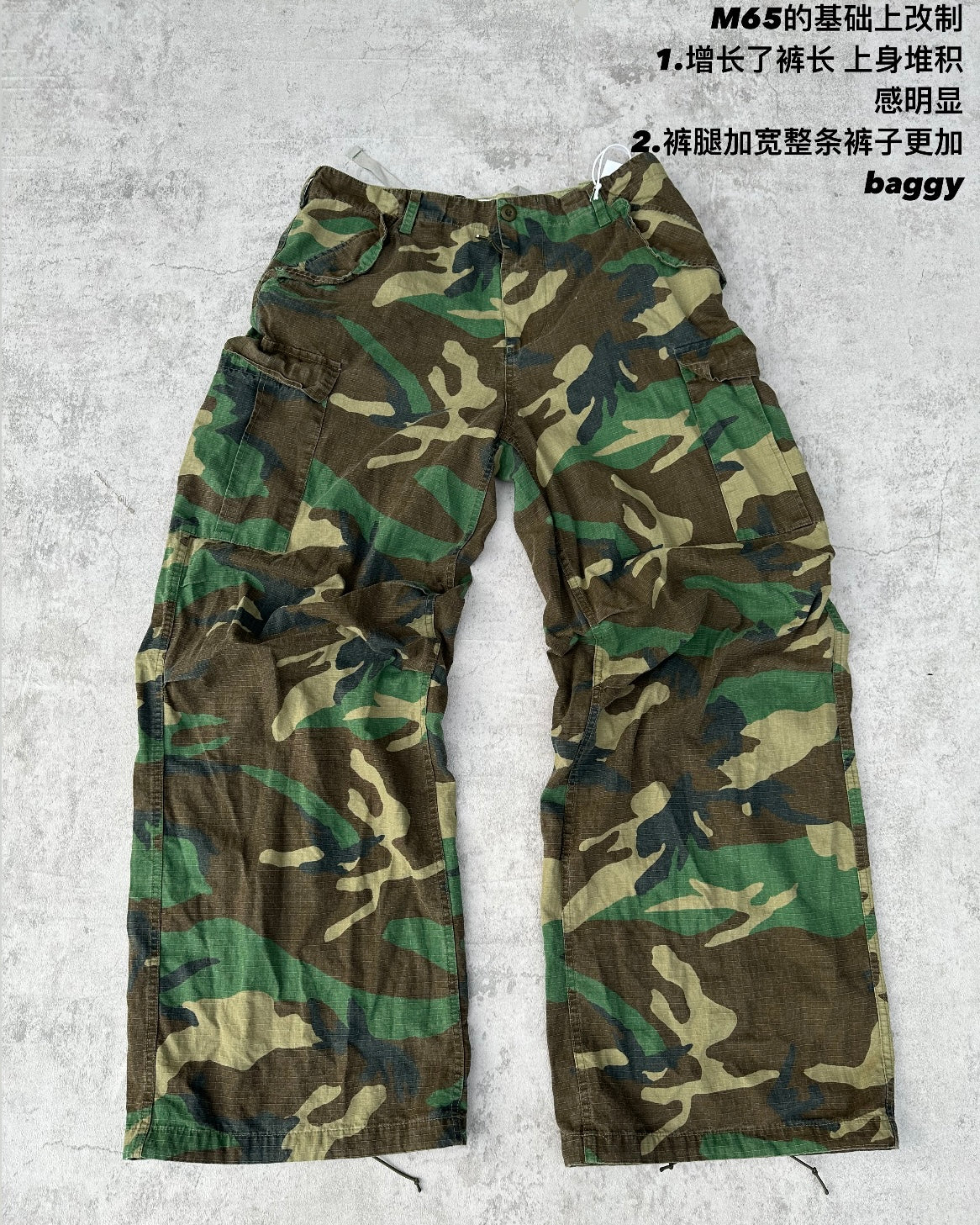 Vintage M65 Remake Camo Work Pants - Baggy Wide-Leg Trousers Playboi Carti
