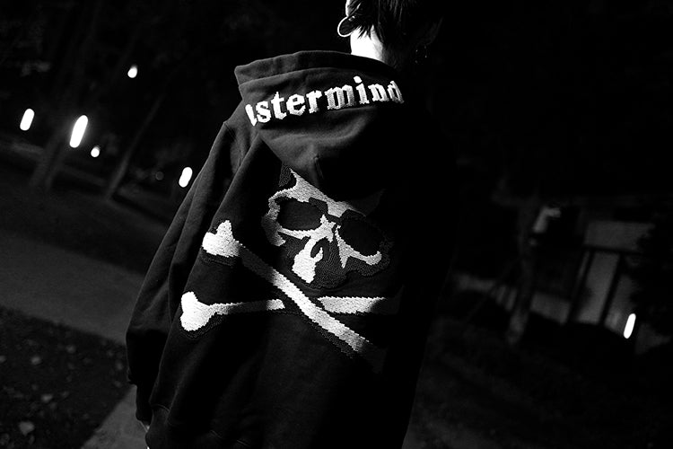 MASTERMIND Dark Skull Bead Embroidery Heavyweight Loose Fit Zip-Up Hoodie