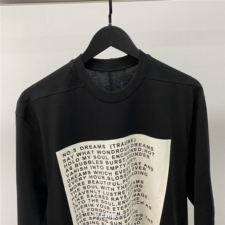 Self-made Dark Avant-garde Rick Owen Slogan RO Print Oversized Short Sleeve Tee
