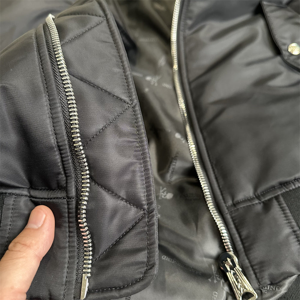 MMJ FW24 Heavyweight Padded Flight Bomber - Mastermind Black Military Jackets