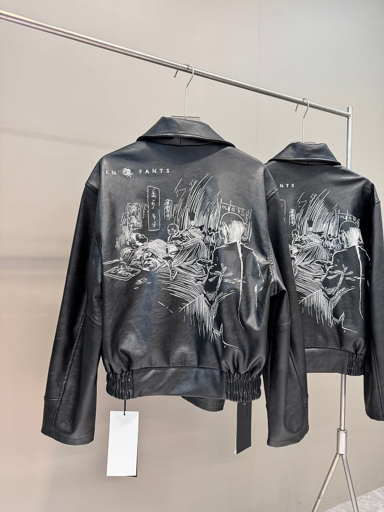 ERD Melancholic Heir PU Lambskin Jacket -Custom-Dyed Coated Cropped Leather Coat