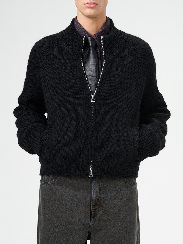 Our Legacy Vibe Double-Zip Wool Knit Sweater – Cropped Wide-Fit Half Turtleneck