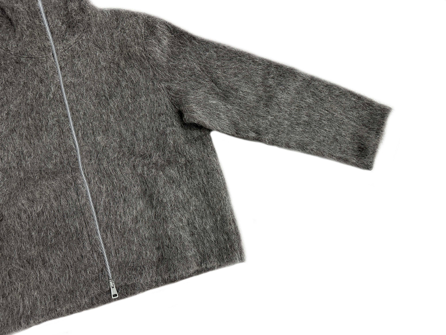 Self-made Our Legacy Grey Mohair Zip Cardigan – Wool Blend Relaxed Hooded Knit
