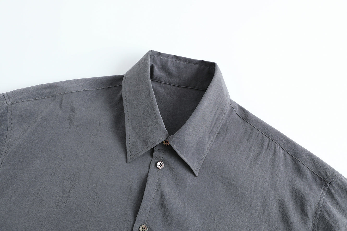 Self-made LEMAIRE 25SS New Glossy Dry Silk Shirt – Sage Green Black Edition