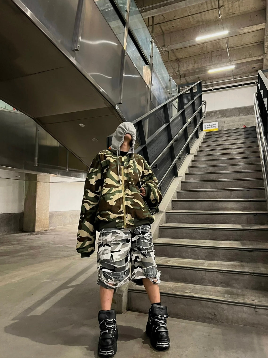 Vetements Reversible Dual-Sided Camouflage Hooded Bomber Jacket