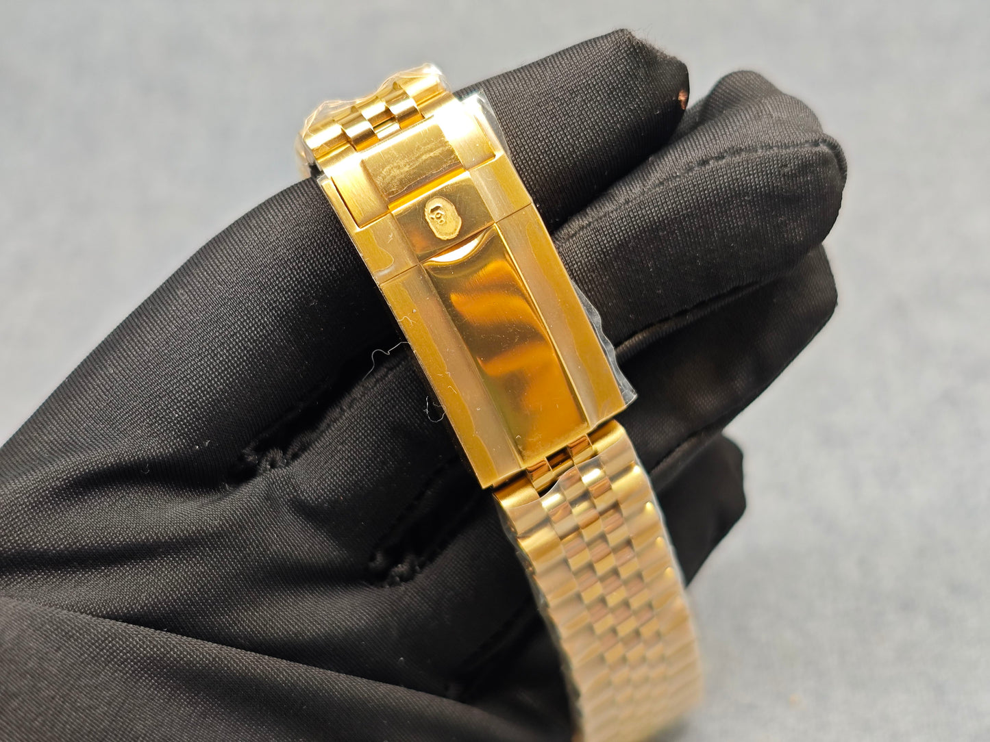 Self-made TYPE 6 BAPEX Gold-Green Ape Power Watch - Fluted Bezel Datejust Mechanical Wristwatch