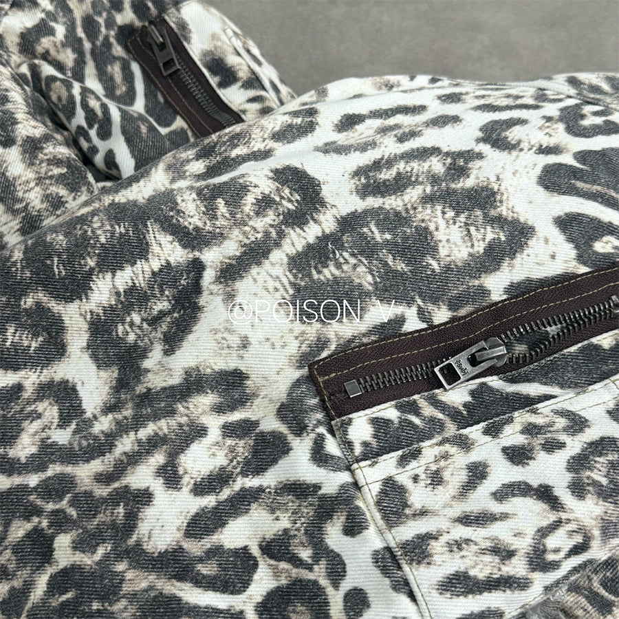 Mowalola x Ksubi Cheetah Print Bomber - Distressed Zip-Up Jacket Deconstructed Details