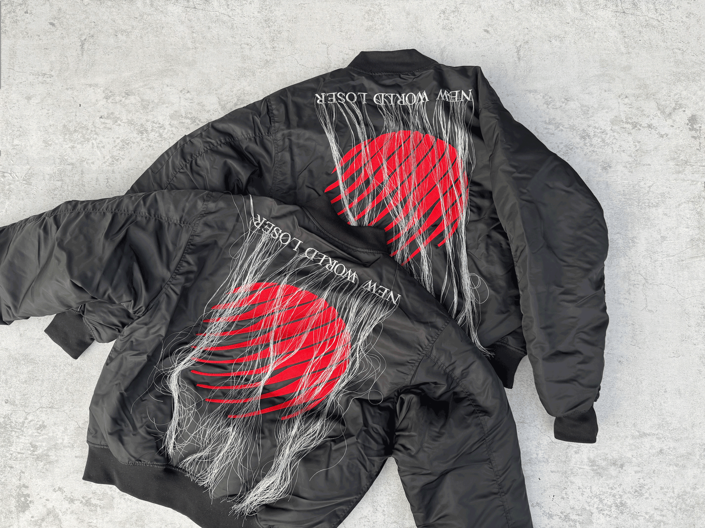 Self-made Hood By Air Fringe Bomber – HBA Embroidered Slogan Jacket