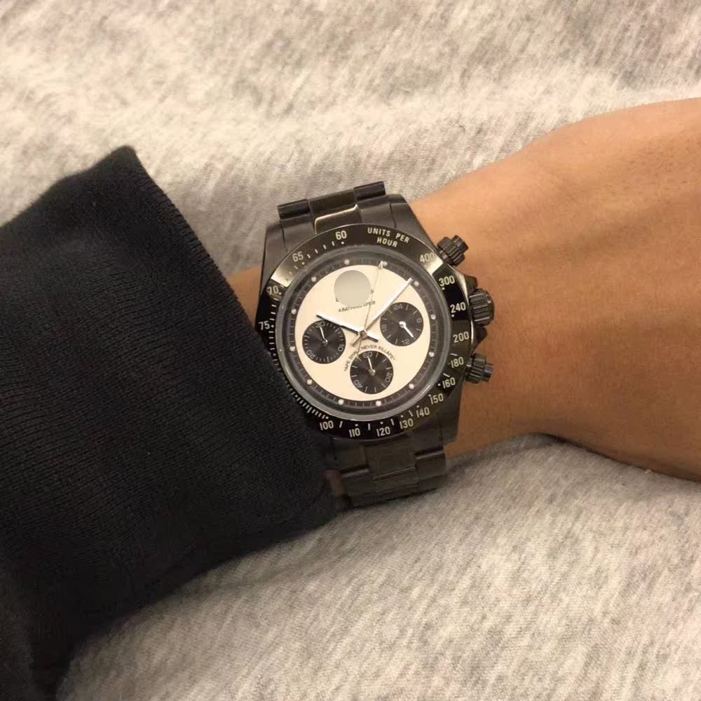 Self-made BAPEX TYPE 3 Triple-Eye Primate Head Watch - Panda Dial Quartz Chronograph