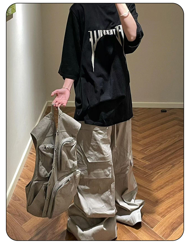 Dark Avant-garde Rick Owen Vibe High-Street Tee – Oversized Cotton Short Sleeve