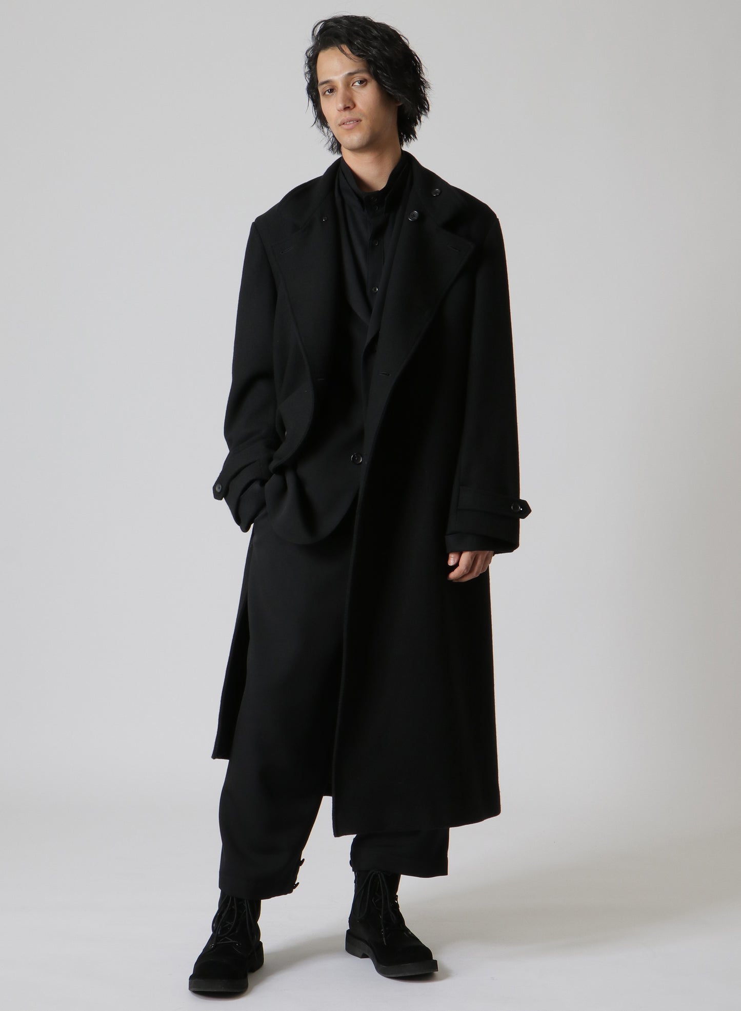 Donclickin Yohji 24AW"老虎残夢" Embroidered Overcoat - Dark Wool Coat