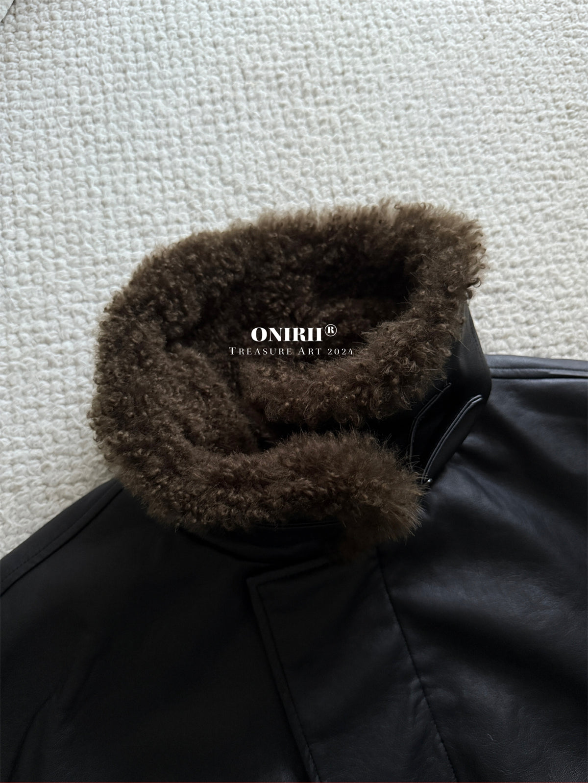 Heavyweight Le*maire Quilted Jacket Imported Lamb Wool Collar Gray-Black Padded Coats