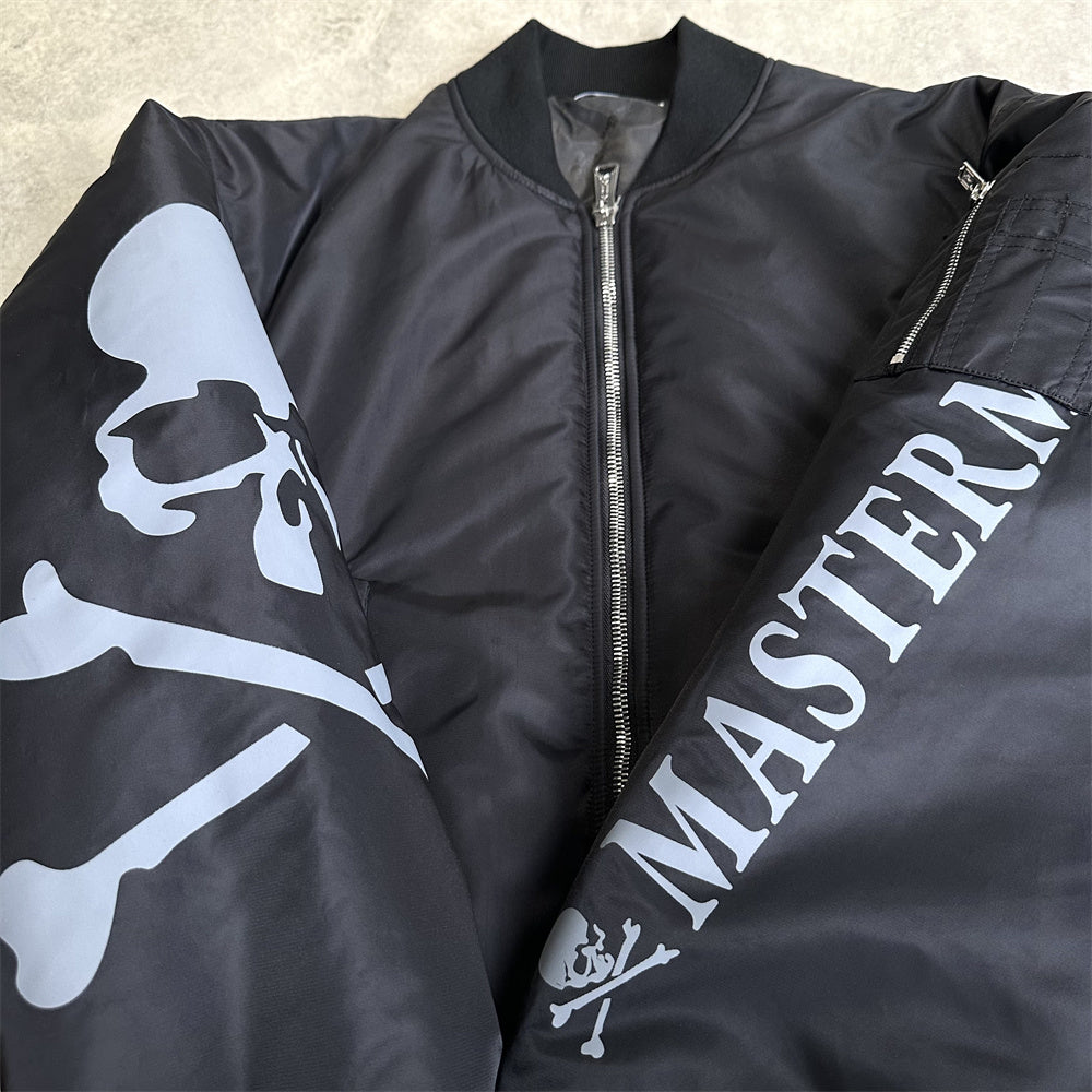 MMJ FW24 Heavyweight Padded Flight Bomber - Mastermind Black Military Jackets