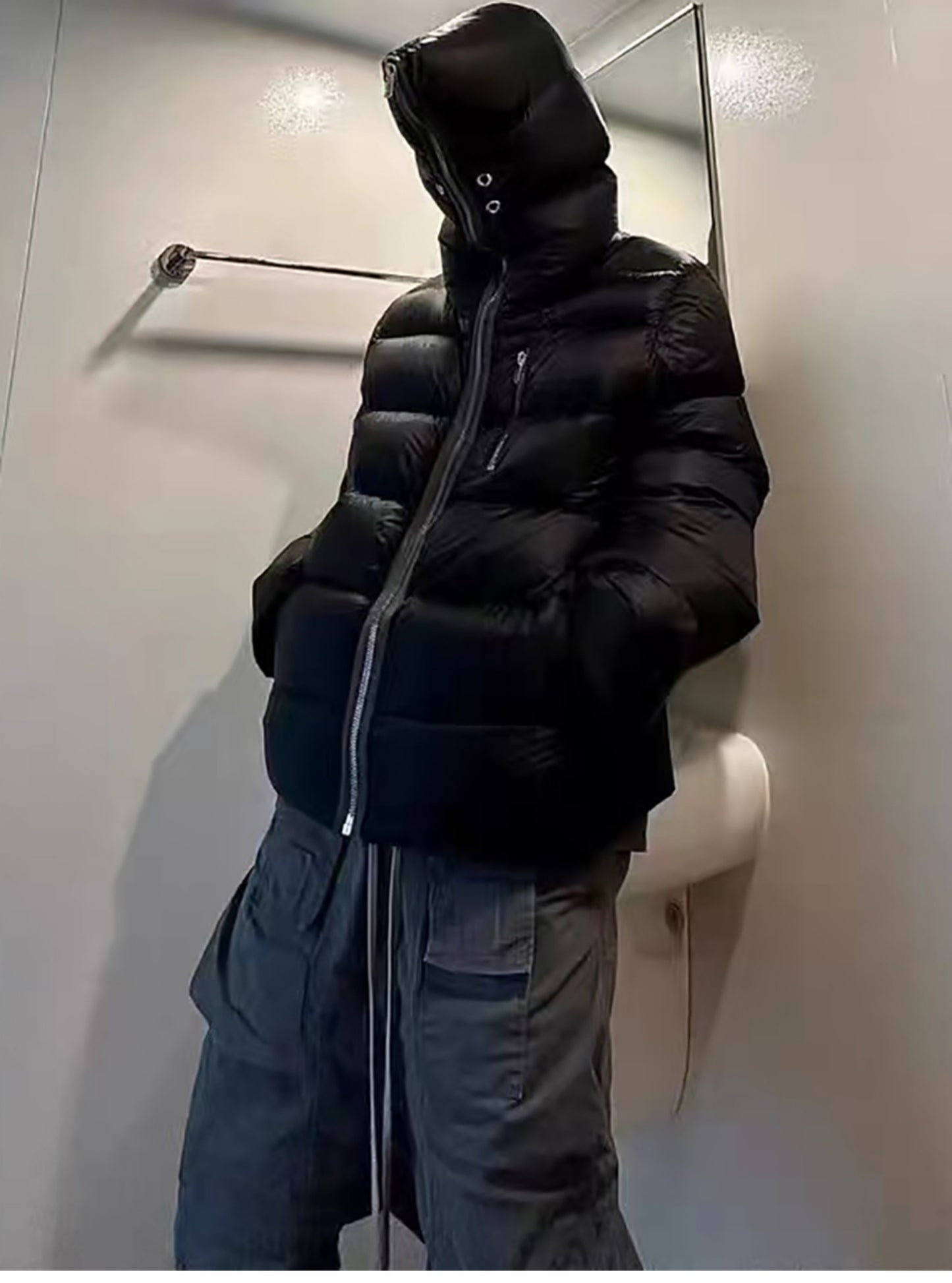 FROM THE STREET 24FW RO Masked Puffer Coat – Zip-Up Hooded Down Jacket Unisex
