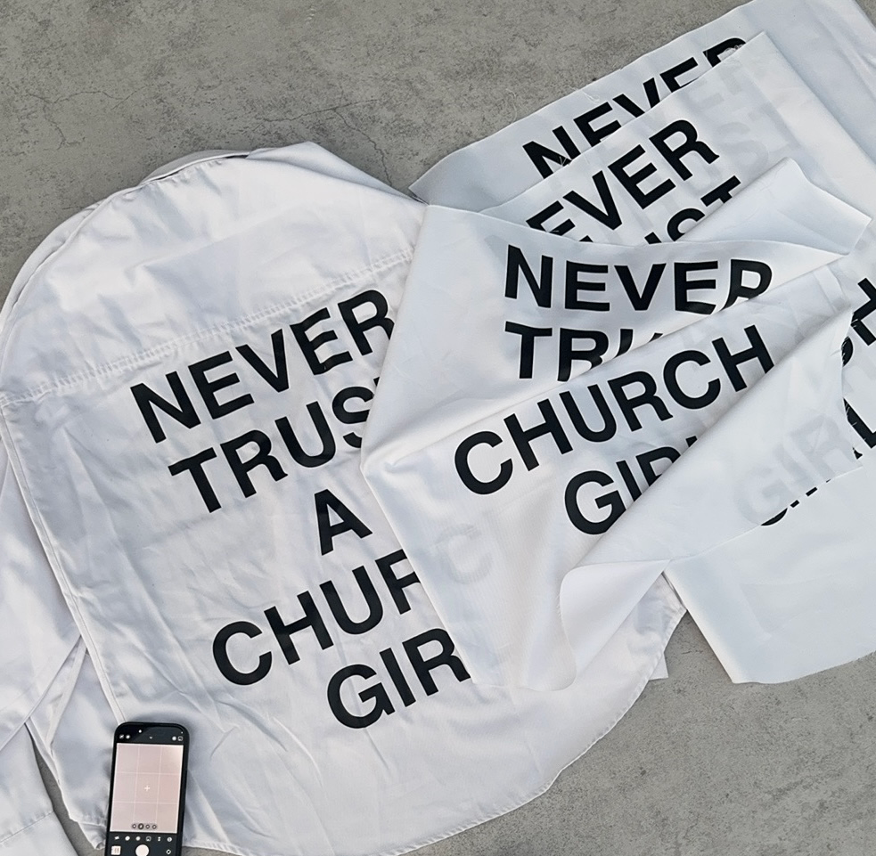 Self-made Hood By Air Religious Girl Print Shirt – White Oversized Casual Fit