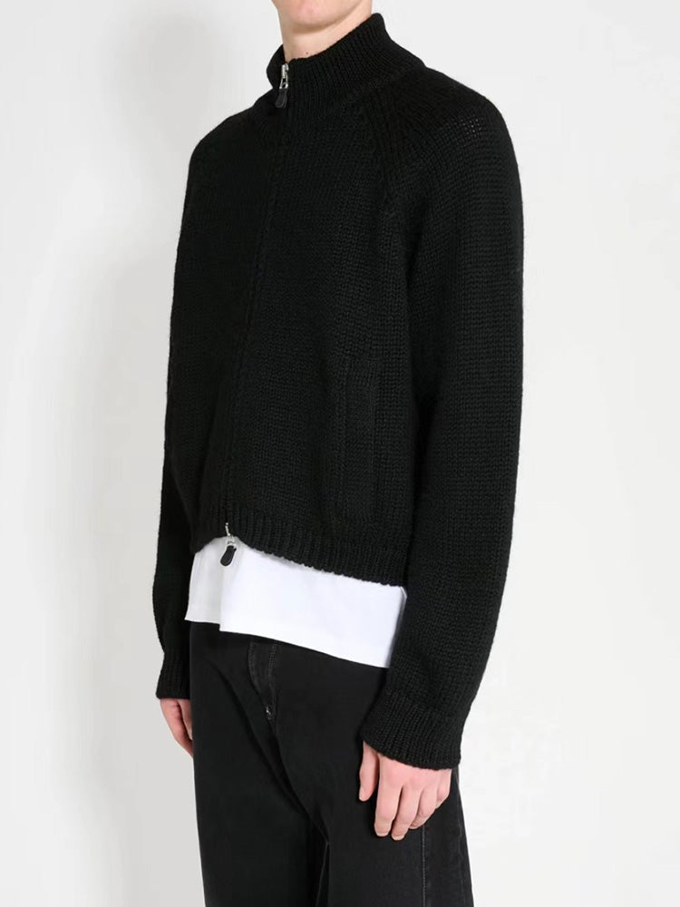Our Legacy Vibe Double-Zip Wool Knit Sweater – Cropped Wide-Fit Half Turtleneck