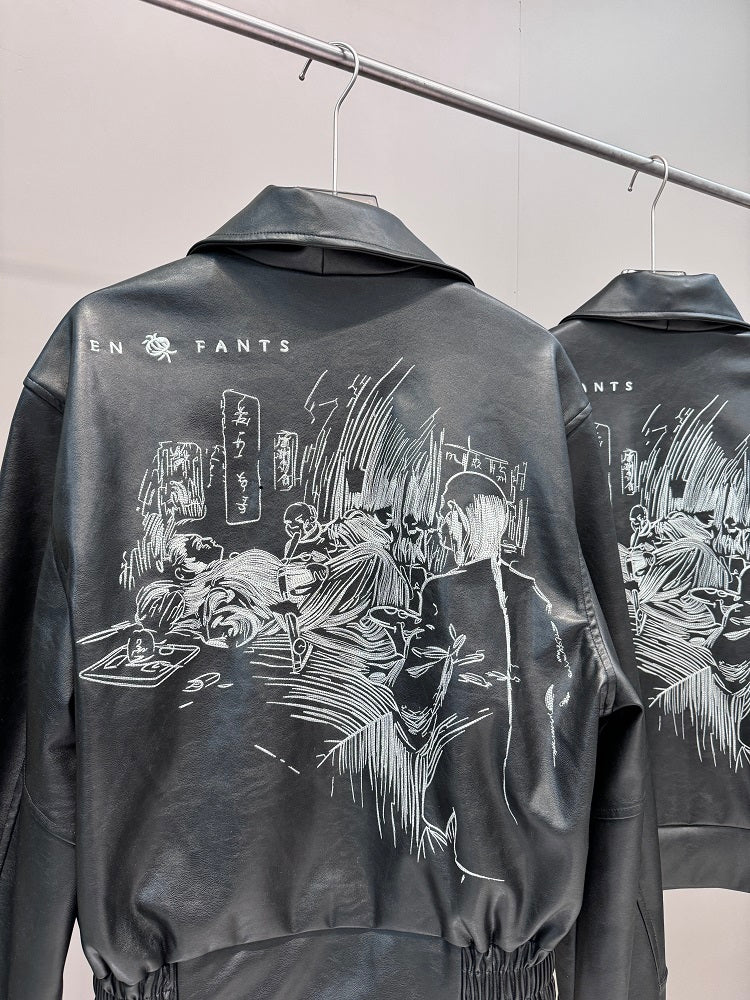 ERD Melancholic Heir PU Lambskin Jacket -Custom-Dyed Coated Cropped Leather Coat
