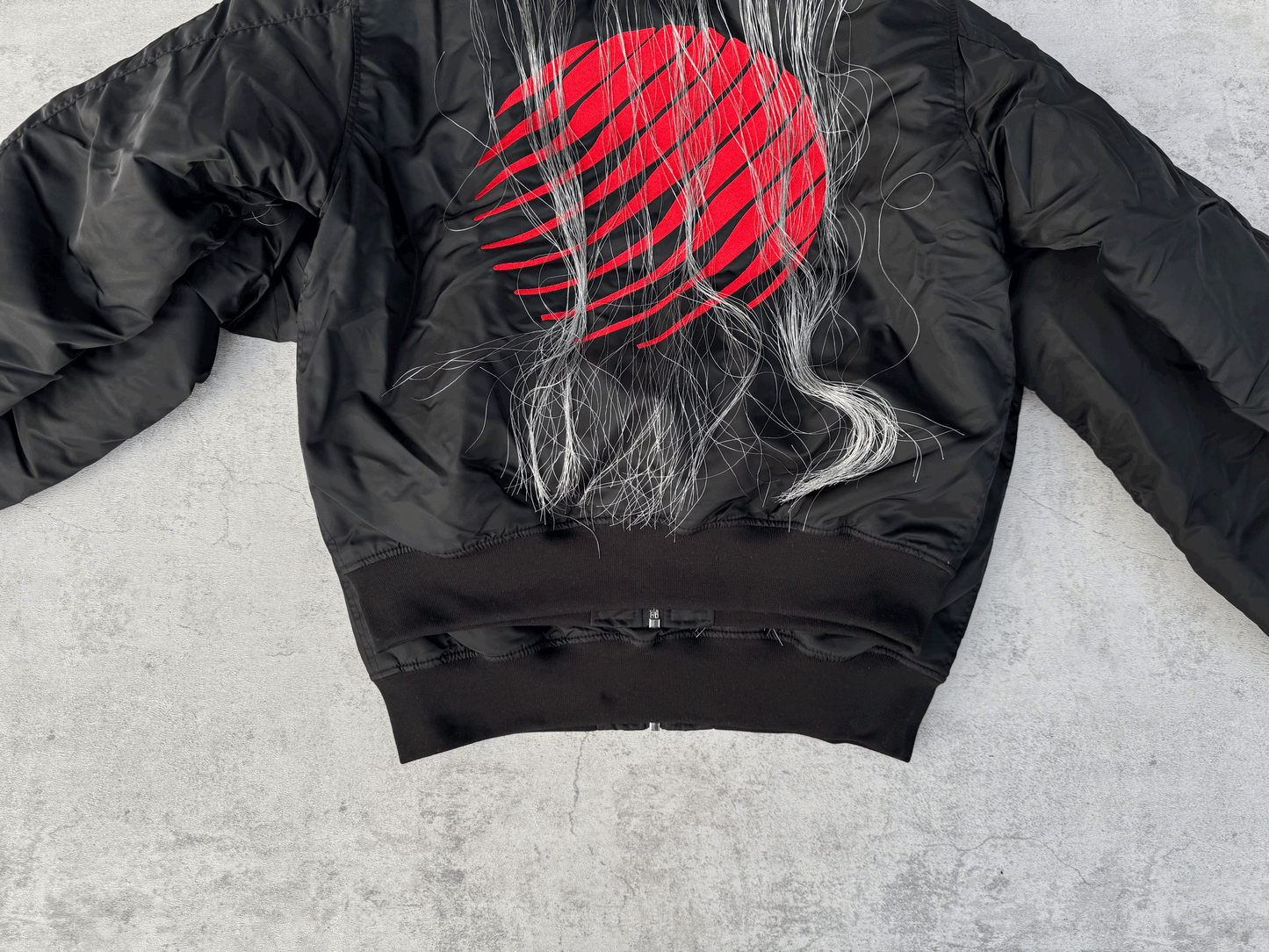 Self-made Hood By Air Fringe Bomber – HBA Embroidered Slogan Jacket