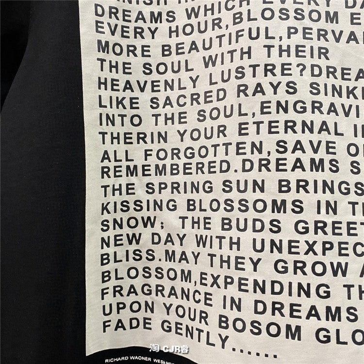 Self-made Dark Avant-garde Rick Owen Slogan RO Print Oversized Short Sleeve Tee