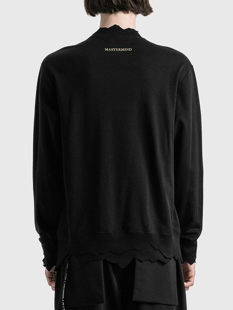 MASTERMIND MMJ Skull Glitter 3D Print Cut-Off Distressed Crewneck Sweatshirt