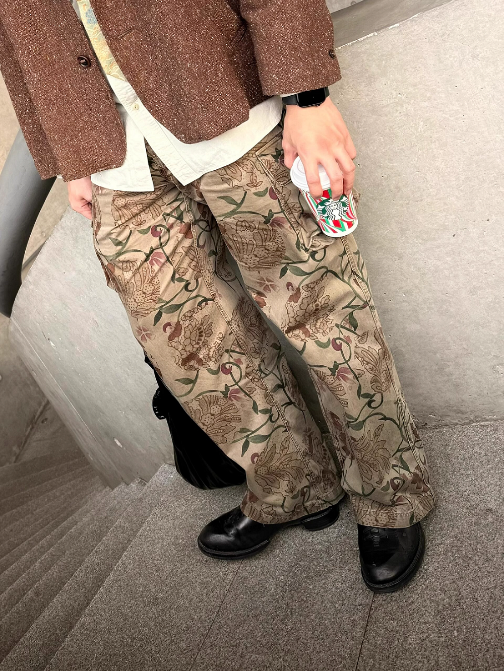 donclickin Our Legacy Floral Print Mountain Cargo Pants - Casual Brown Workwear