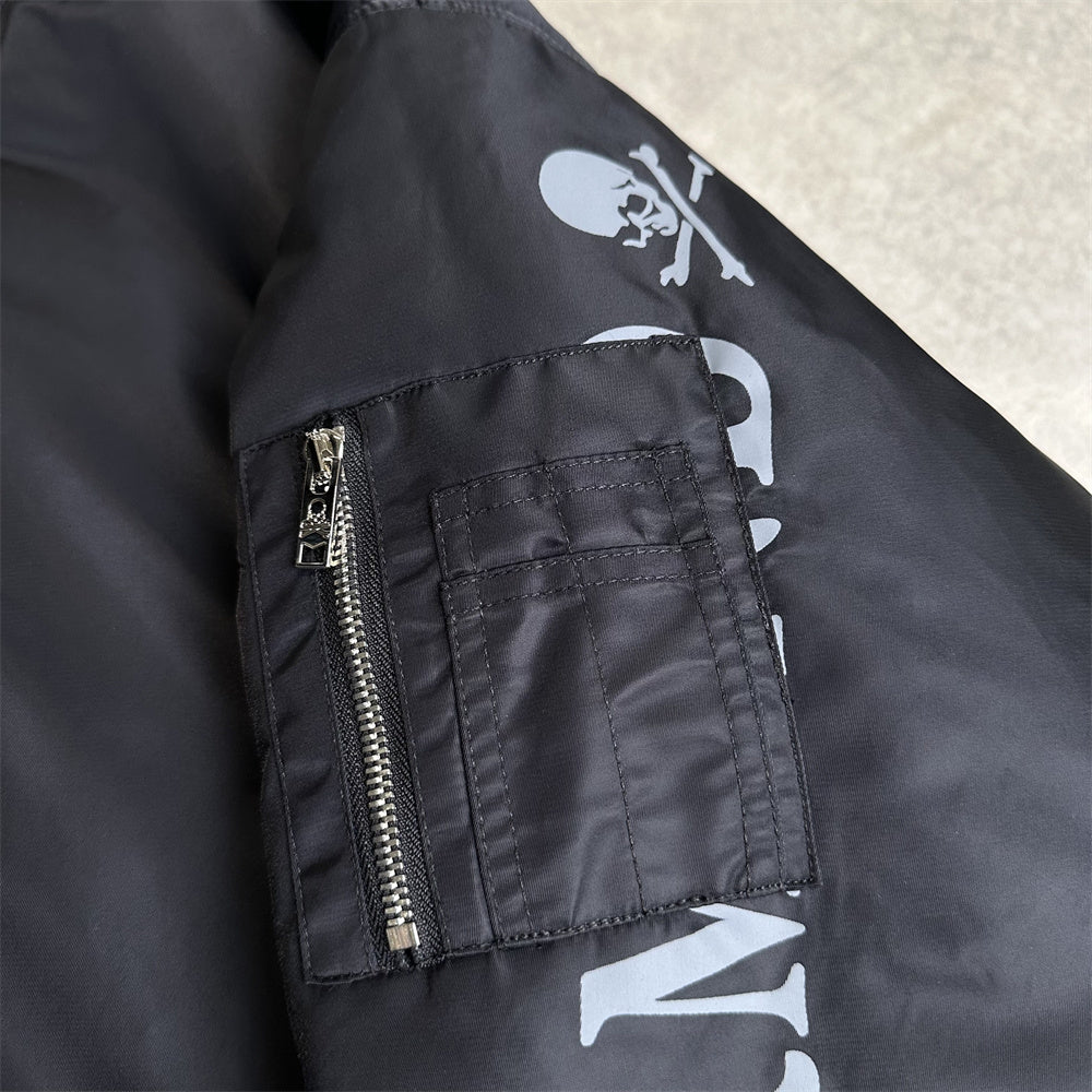 MMJ FW24 Heavyweight Padded Flight Bomber - Mastermind Black Military Jackets
