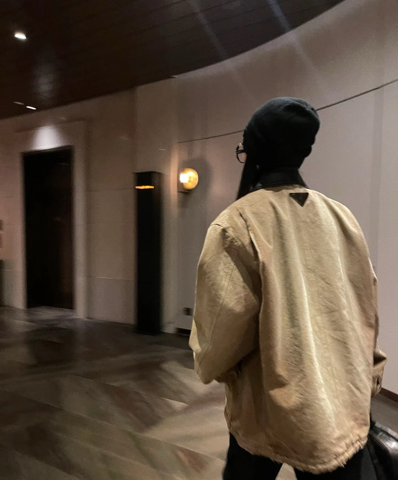 24SS Goatskin Patchwork Workwear Jacket with Leather Collar-Oversized Silhouette