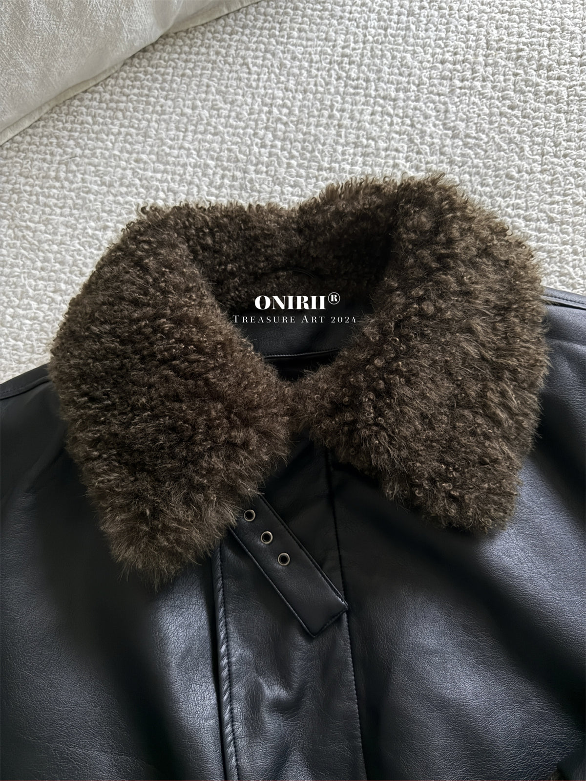 Heavyweight Le*maire Quilted Jacket Imported Lamb Wool Collar Gray-Black Padded Coats