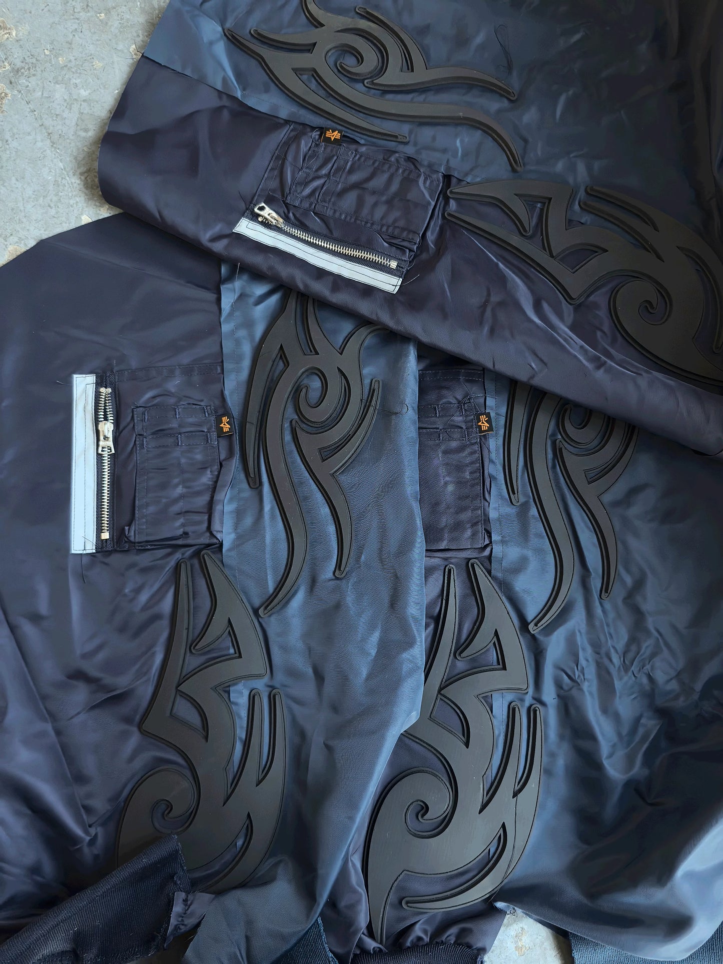 Custom-made 19AW Alpha Industries Vetements Tribal Bomber Blue Padded Jacket
