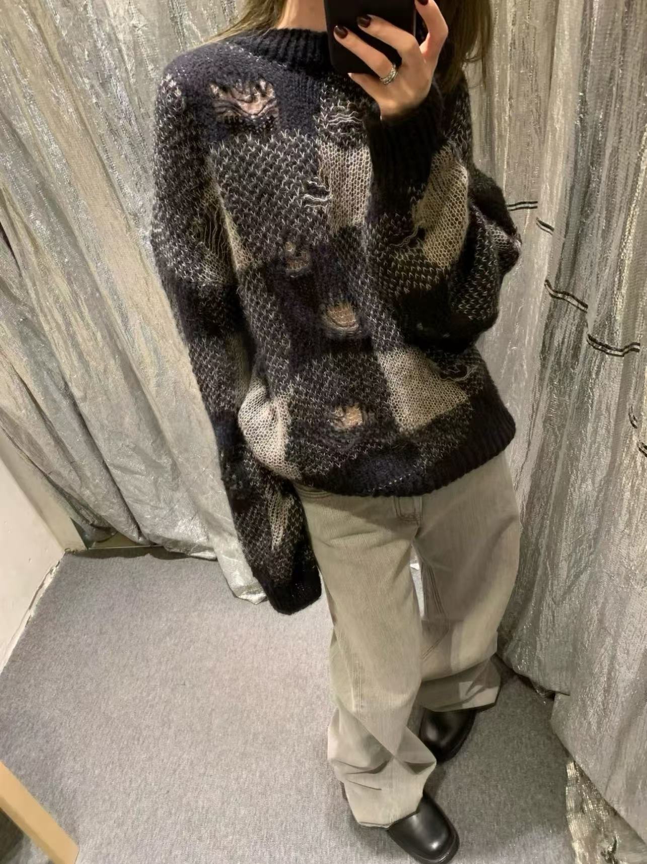donclick Our Legacy 24FW Distressed Knit Sweater -Round Neck Destroyed Pullover